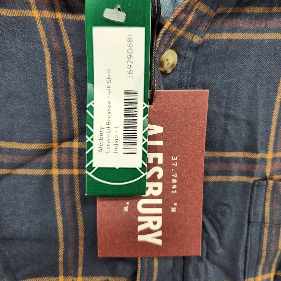 Alesbury Men's Indigo L Essential Brushed Twill Shirts NWT - Picture 2 of 7